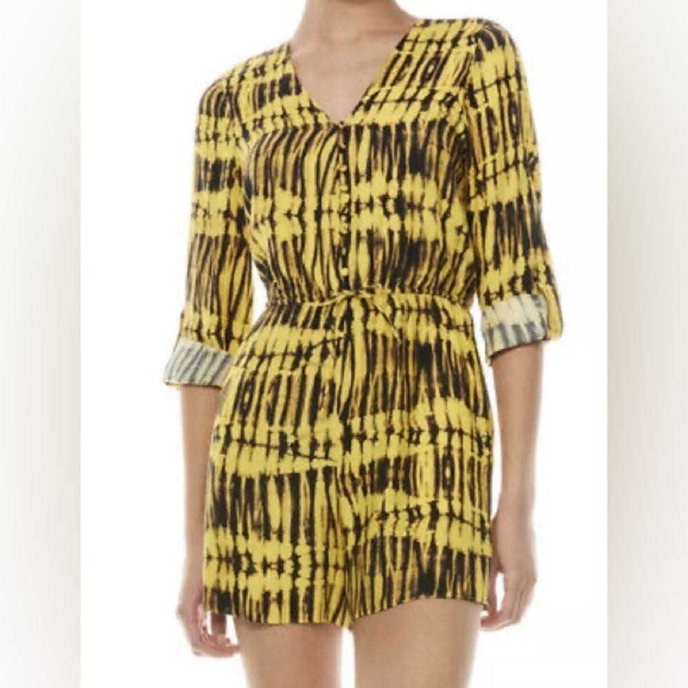 ALICE + OLIVIA Black and Yellow Winnie Romper Size 10